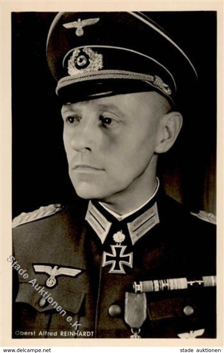 Ritterkreuzträger WK II Reinhardt, Alfred Oberst PH 186 Foto AK I-II (RS Klebereste) - Guerre 1939-45