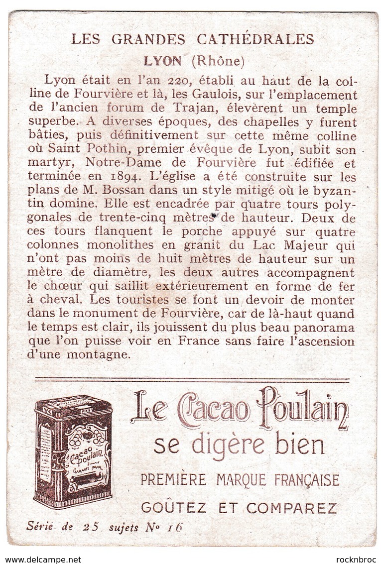 Image Chromo Chocolaterie POULAIN Lyon Les Grandes Cathédrales - Poulain