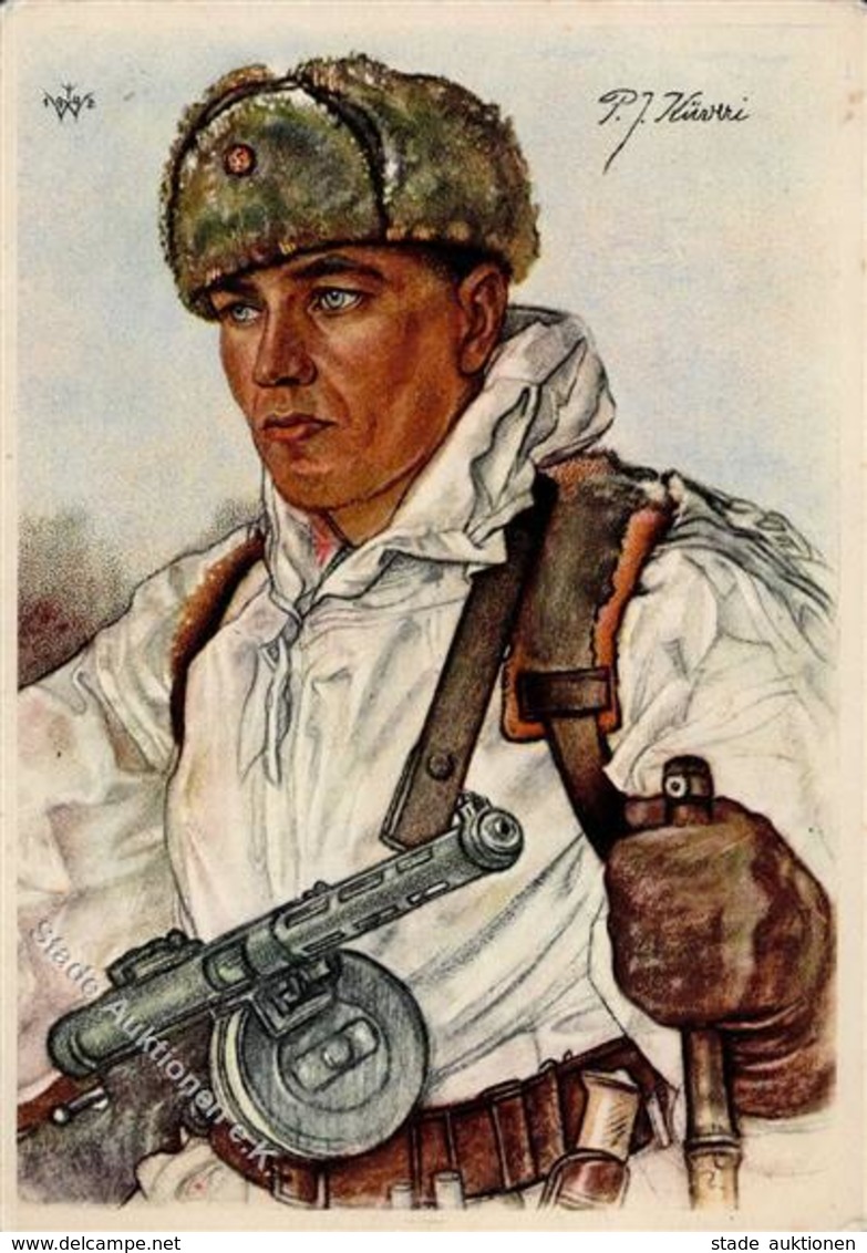 Willrich E 72 WK II Finnischer Spätruppführer Künstlerkarte I-II - War 1939-45