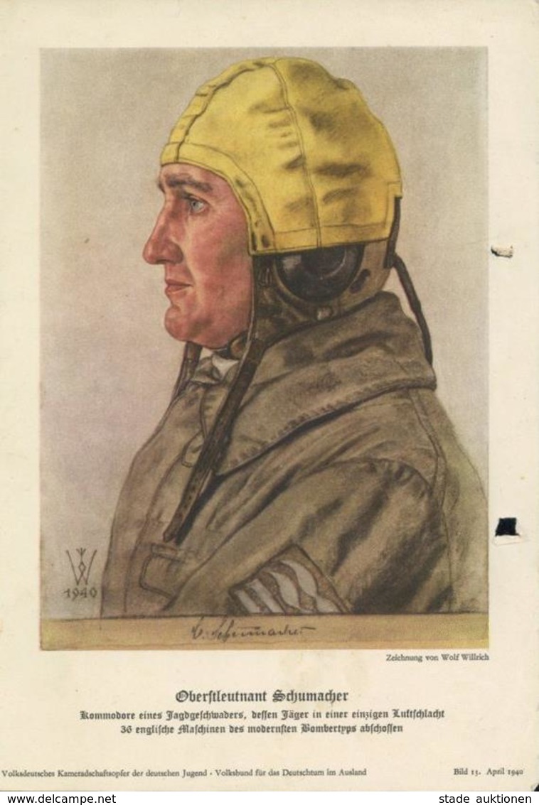 Willrich, Wolfgang WK II Ritterkreuzträger Schumacher, Oberstleutnant Bild 13 April 1940 II (kleiner Einriss, Aktenlochu - War 1939-45