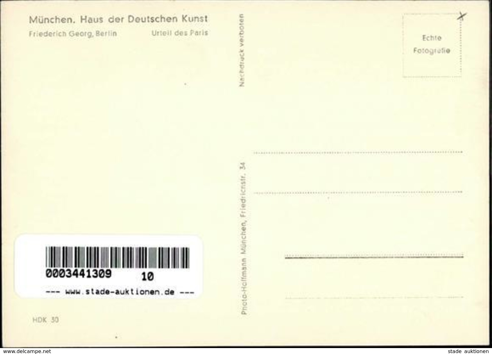 HDK Nr. 30 Urteil Des Paris Sign. Georg, Friedrich Künstlerkarte I-II - Guerre 1939-45