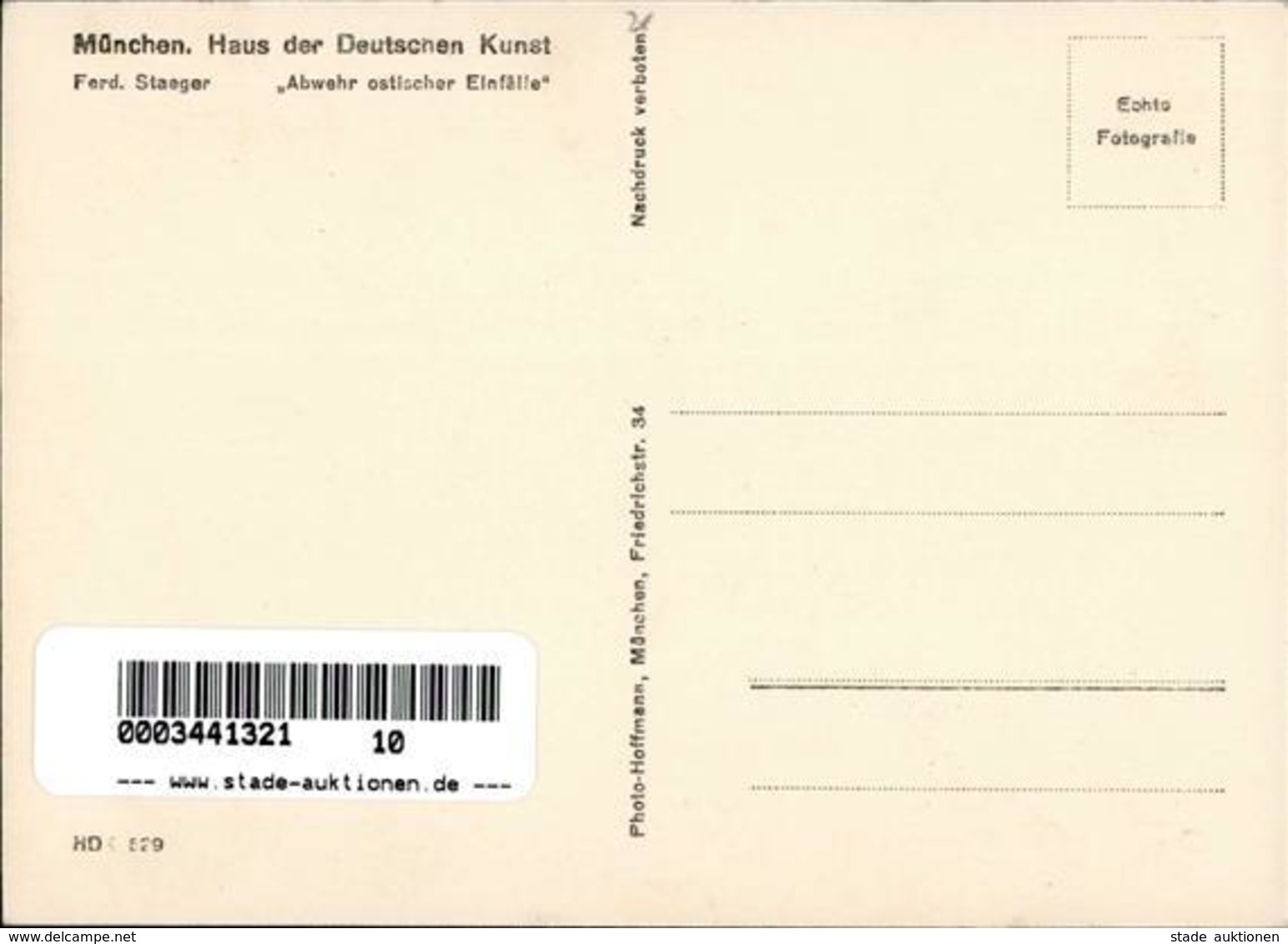 HDK Nr. 529 Abwehr Ostischer Einfälle Sign. Staeger, Ferd. Künstlerkarte I-II - War 1939-45