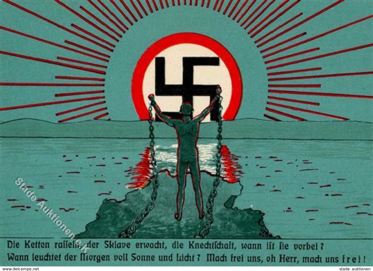 NSDAP WK II - NS-Prop-Ak D. NS-Verlag Arendt -Die Ketten Rasseln, Der Sklave Erwacht, Wann Ist Die Knechtschaft Vorbei?  - War 1939-45