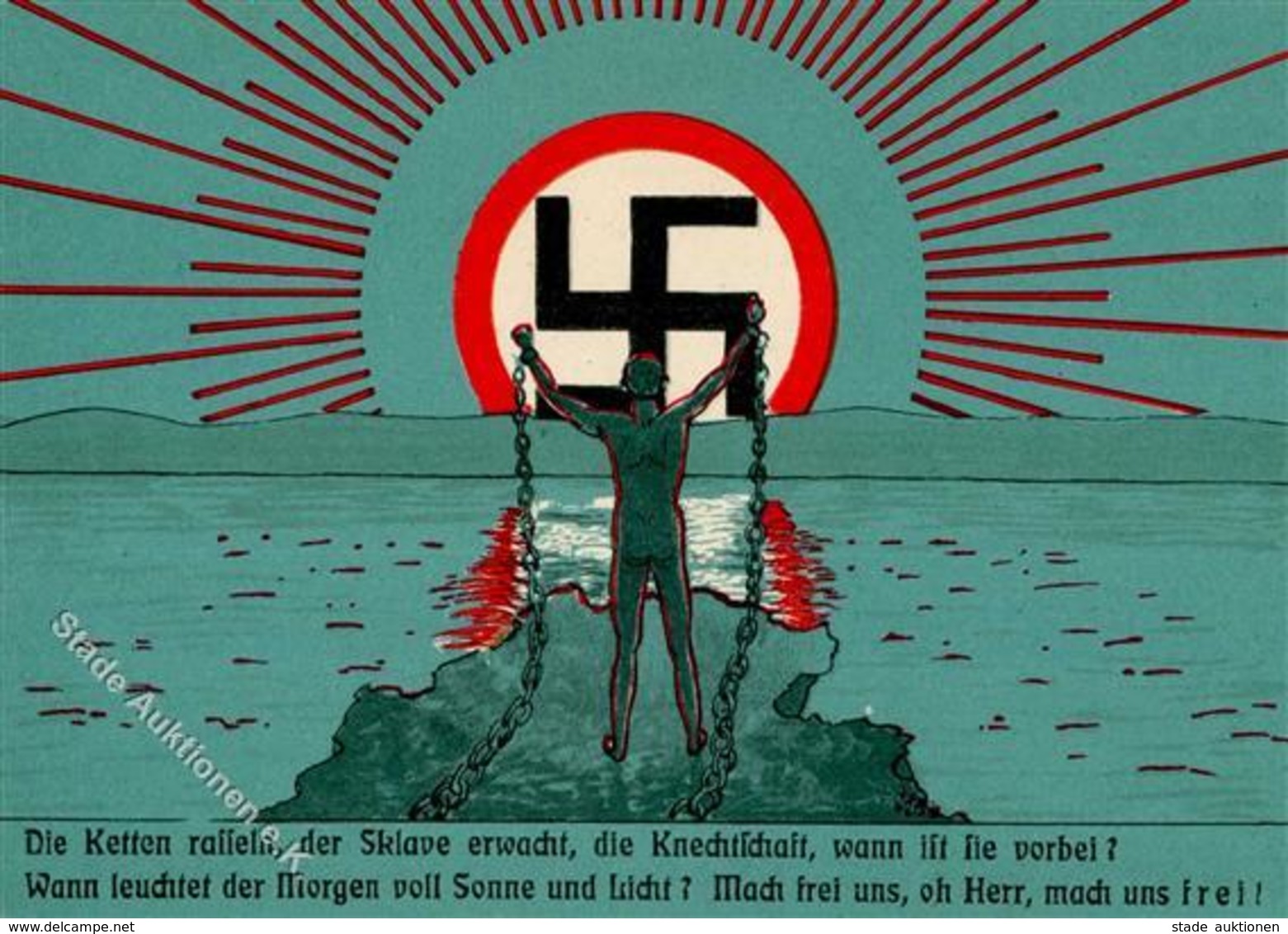 NSDAP WK II - NS-Prop-Ak D. NS-Verlag Arendt -Die Ketten Rasseln, Der Sklave Erwacht, Wann Ist Die Knechtschaft Vorbei?  - Weltkrieg 1939-45