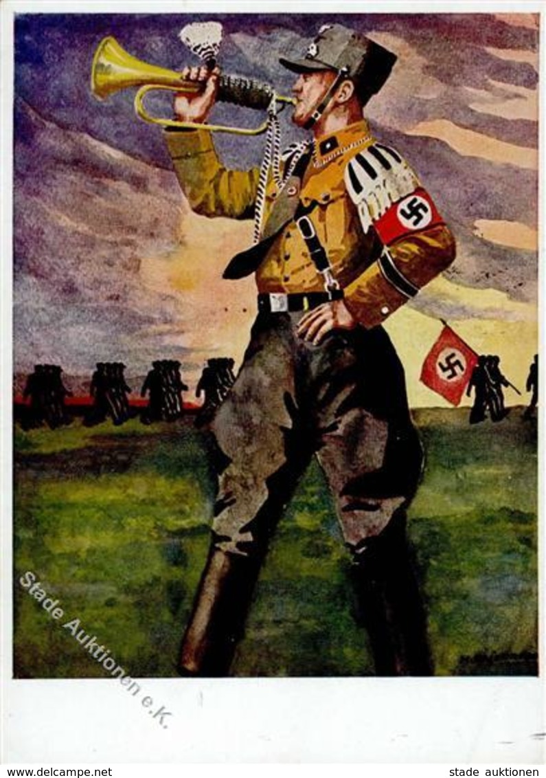 NSDAP-Prop-Ak WK II - Bildkunst Nr. 73 B - Das VOLK Steht Auf - Der STURM Bricht Los! Sign. H.Friedmann I - Weltkrieg 1939-45