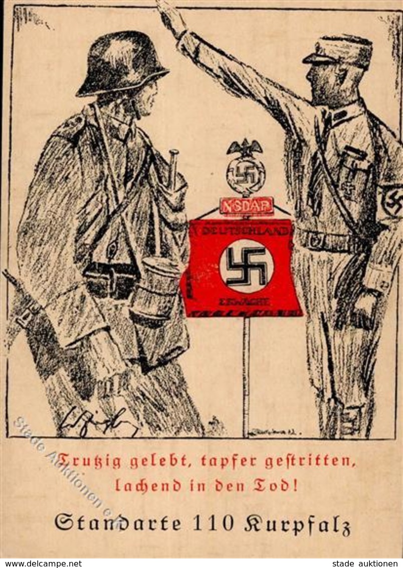 NSDAP-Prop-Ak WK II - NSDAP-Opferkarte-STANDARTE 10 KURPFALZ Sign. Künstlerkarte I-II - Guerre 1939-45