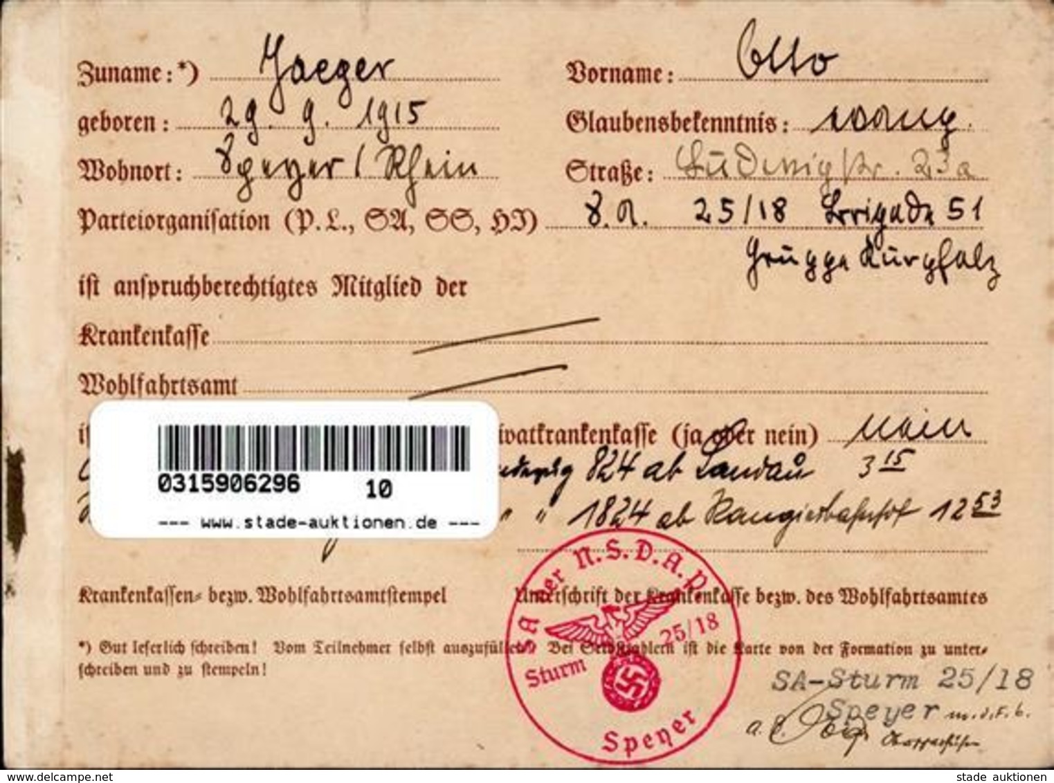 Reichsparteitag Nürnberg (8500) WK II 1935 Ausweis Für Aktive Teilnehmer I-II (fleckig) - Guerre 1939-45