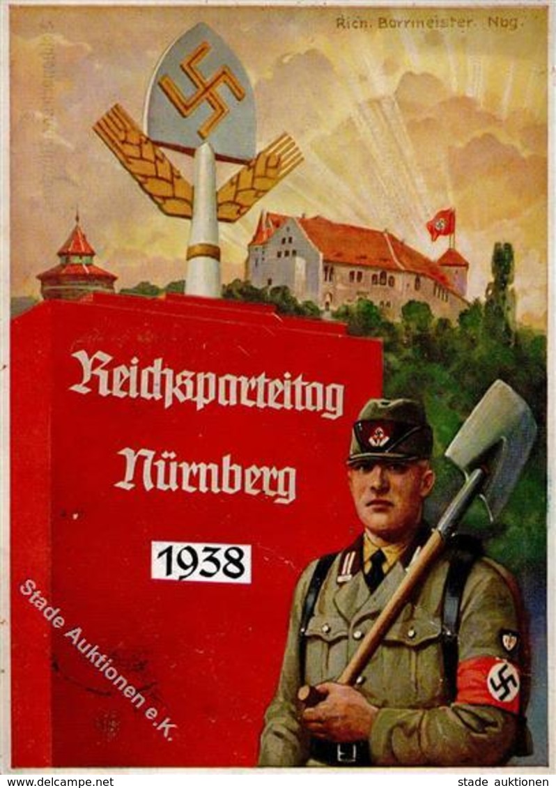 Reichsparteitag WK II 1938 Sign. Burrmeister, Rich. Künstlerkarte I-II (fleckig) - War 1939-45