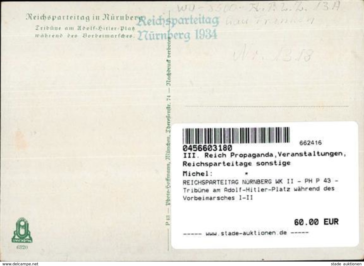 REICHSPARTEITAG NÜRNBERG WK II - PH P 43 - Tribüne Am Adolf-Hitler-Platz Während Des Vorbeimarsches I-II - Weltkrieg 1939-45