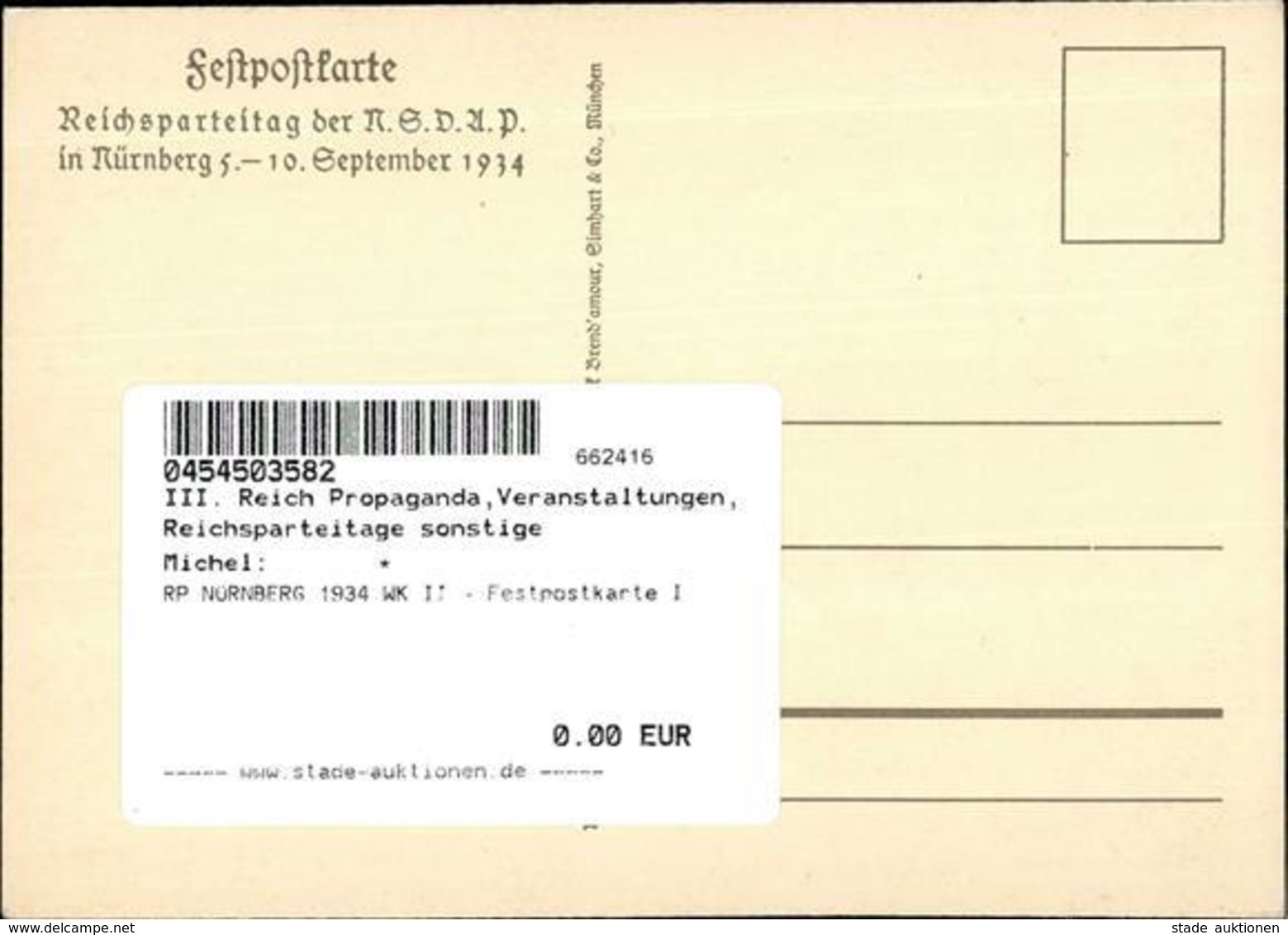 RP NÜRNBERG 1934 WK II - Festpostkarte I - Weltkrieg 1939-45