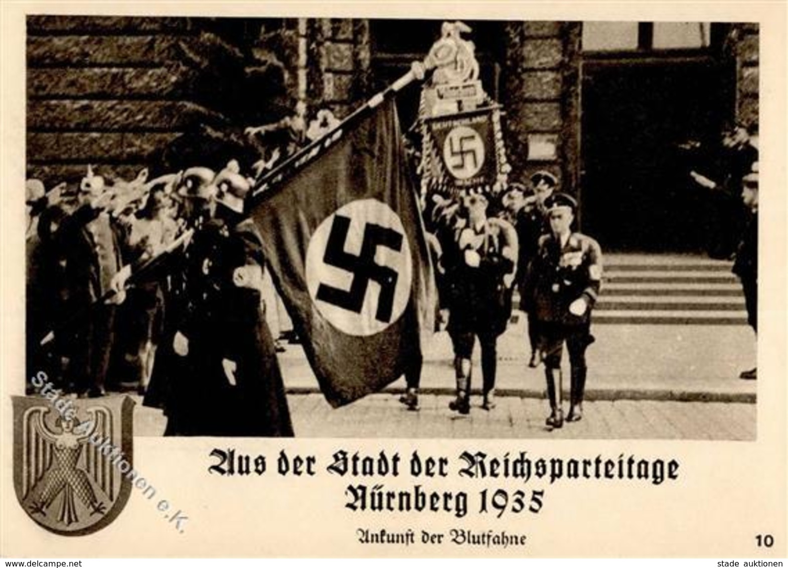 RP NÜRNBERG 1935 WK II - Erinnerungskarte Nr. 10 - Ankunft Der Blutfahne - S-o I - War 1939-45