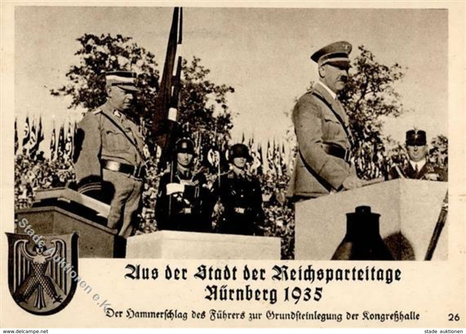 RP NÜRNBERG 1935 WK II - Erinnerungskarte Nr. 26 - Der Hammerschlag Des Führers Zur Grundsteinlegung Der Kongreßhalle, S - War 1939-45