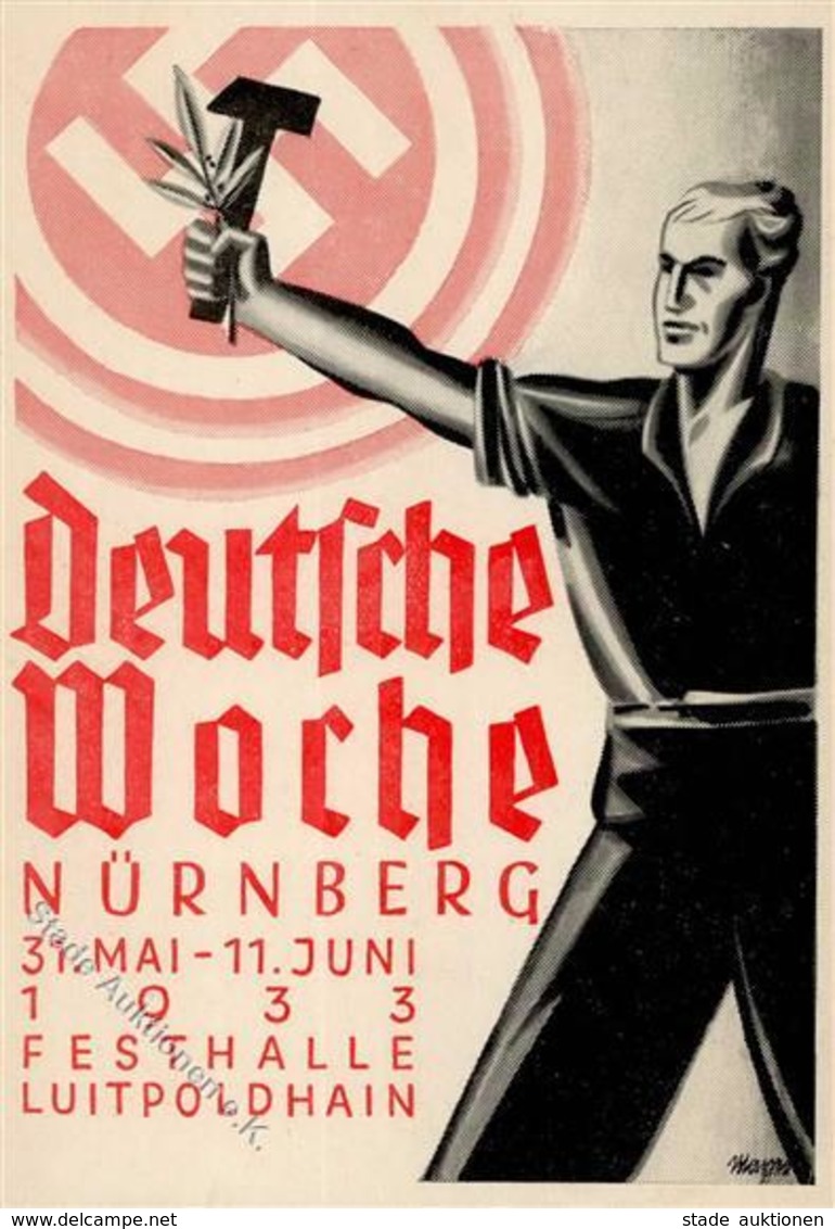 NÜRNBERG WK II - DEUTSCHE WOCHE Festhalle Luitpoldhain 1933 - Rücks. Eckklebestellen! - Guerre 1939-45