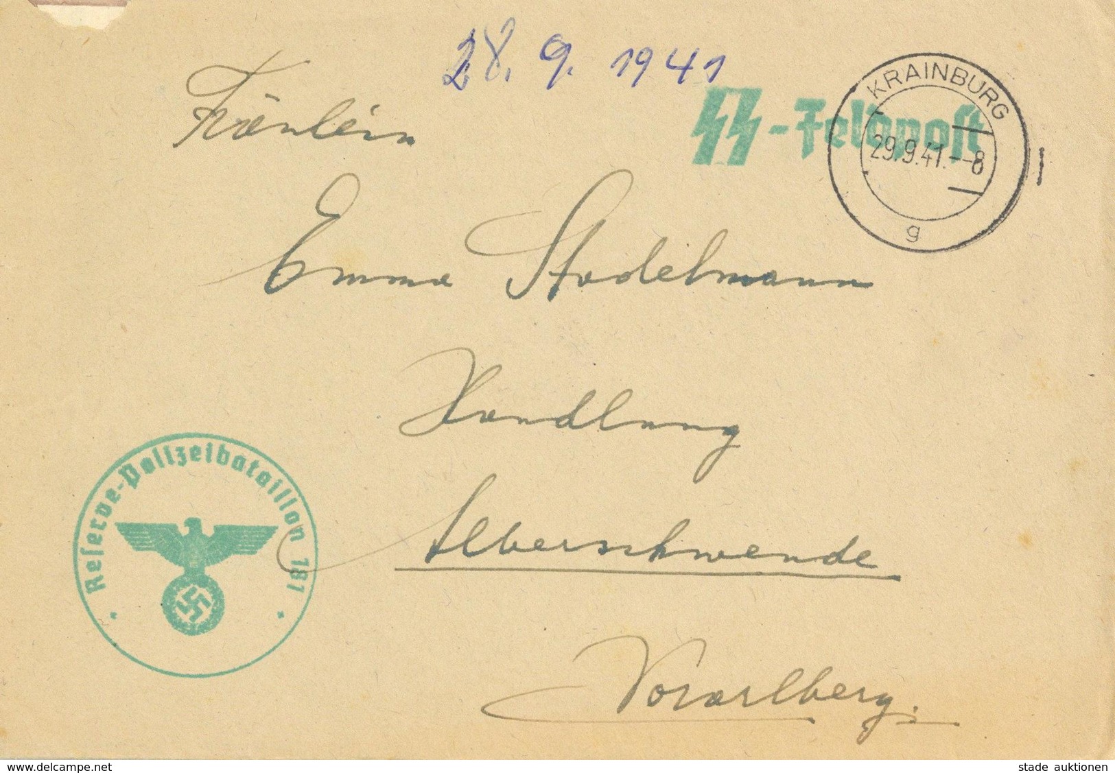 SS Feldpost Krainburg Slowenien Reserve Polizeibatallion Brief Mit Inhalt I-II - Guerra 1939-45
