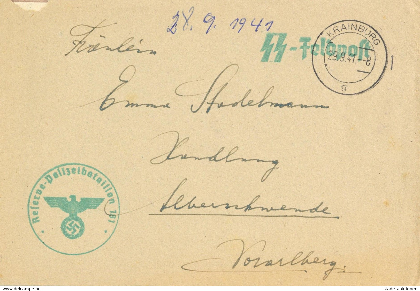 SS Feldpost Krainburg Slowenien Reserve Polizeibatallion Brief Mit Inhalt I-II - Weltkrieg 1939-45