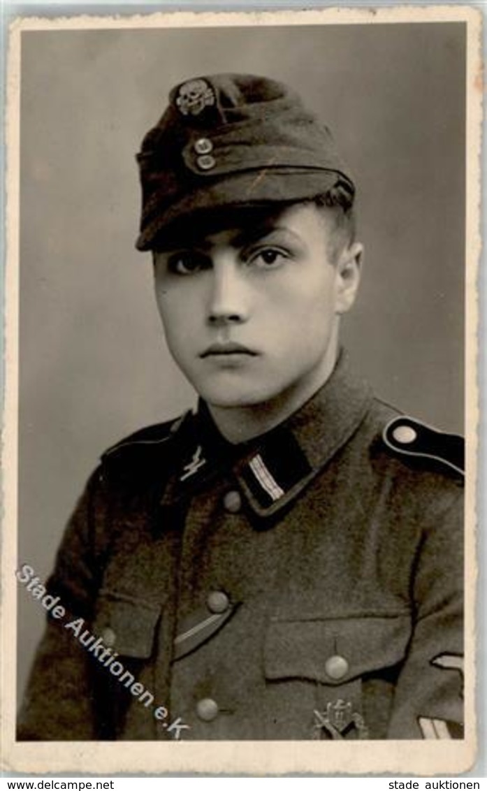 SS Portrait Foto Mit Totenkopf Schirmmütze I-II - Weltkrieg 1939-45