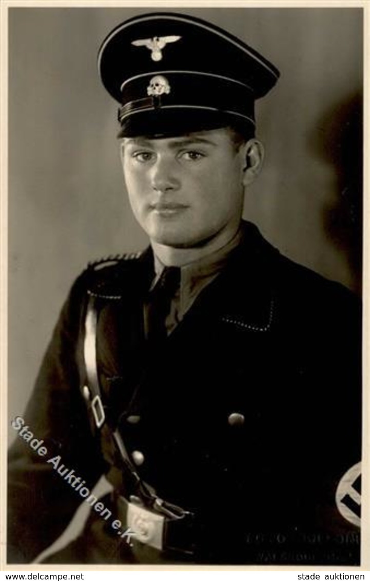 SS Portrait Soldat Uniform Foto-Karte I-II - Guerra 1939-45