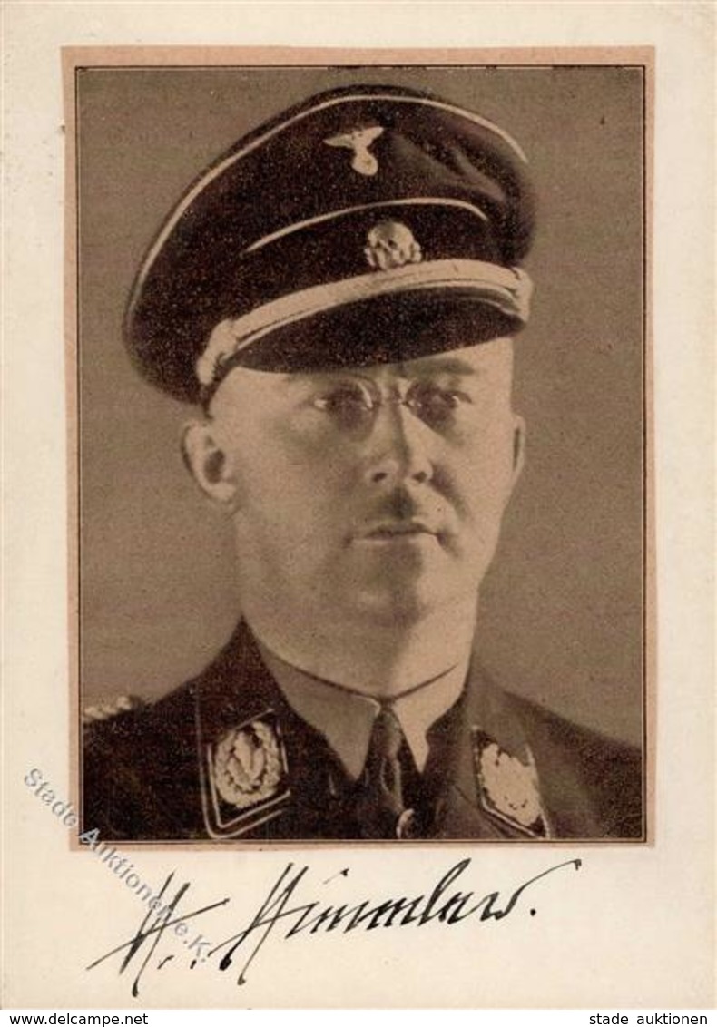 SS Reichsführer Heinrich Himmler Mit Original Unterschrift I-II (keine AK Bild Aus Zeitung Auf Karton Geklebt) Journal - War 1939-45