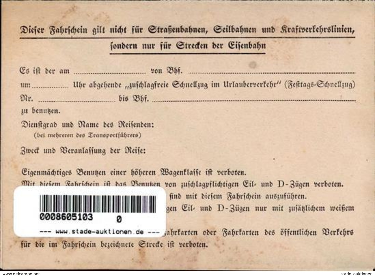 SS Waffen-SS Kleiner Fahrschein, Teil I WK II KEINE AK I-II (fleckig) - War 1939-45