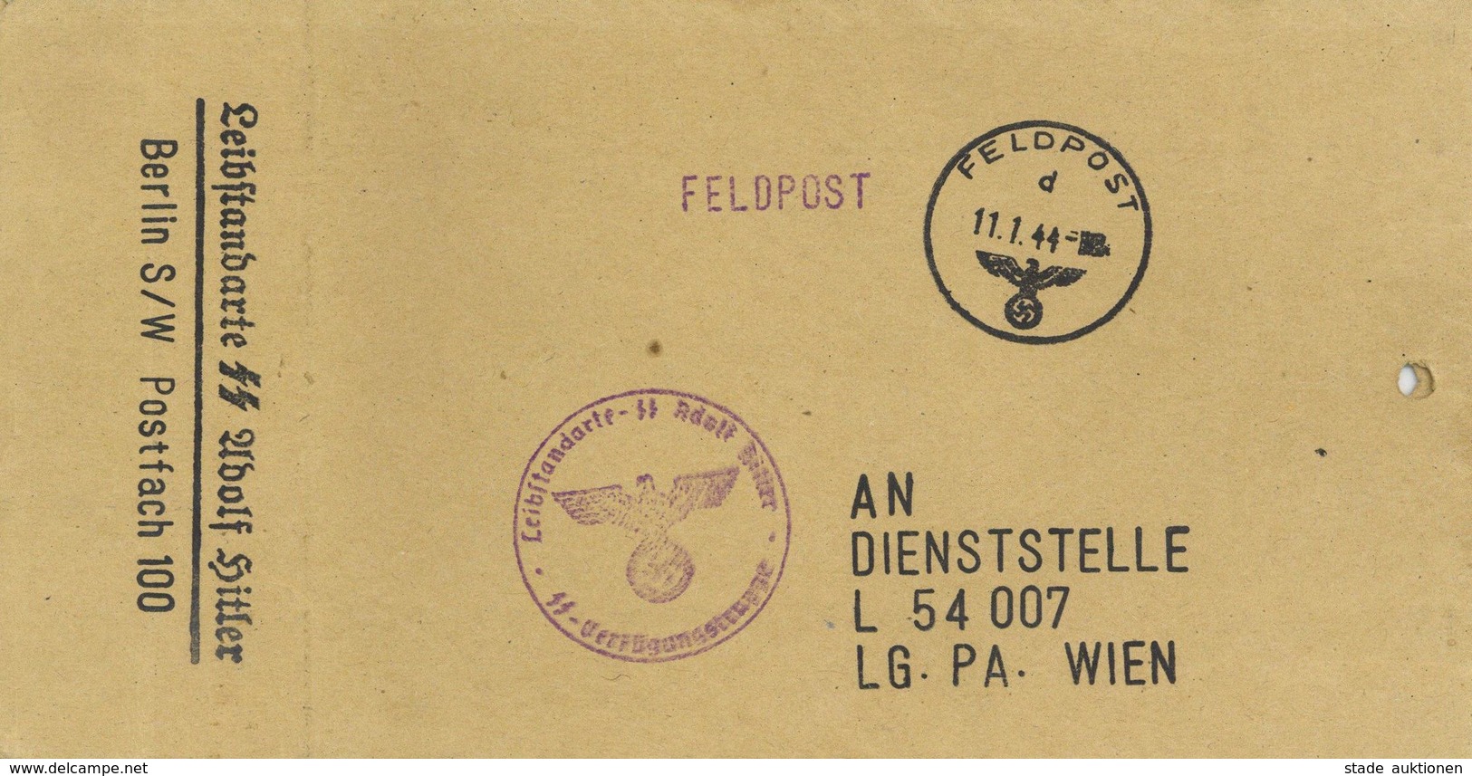 SS WK II - SS-Feldpostbrief 11.1.44  - D. LEIBSTANDARTE SS Adolf Hitler I-II - War 1939-45