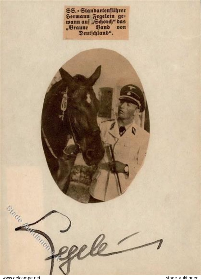 SS WK II Ritterkreuzträger Fegelein, Hermann Standartenführer Handgemacht Aus Zeitungsausschnitten Mit Unterschrift KEIN - Weltkrieg 1939-45