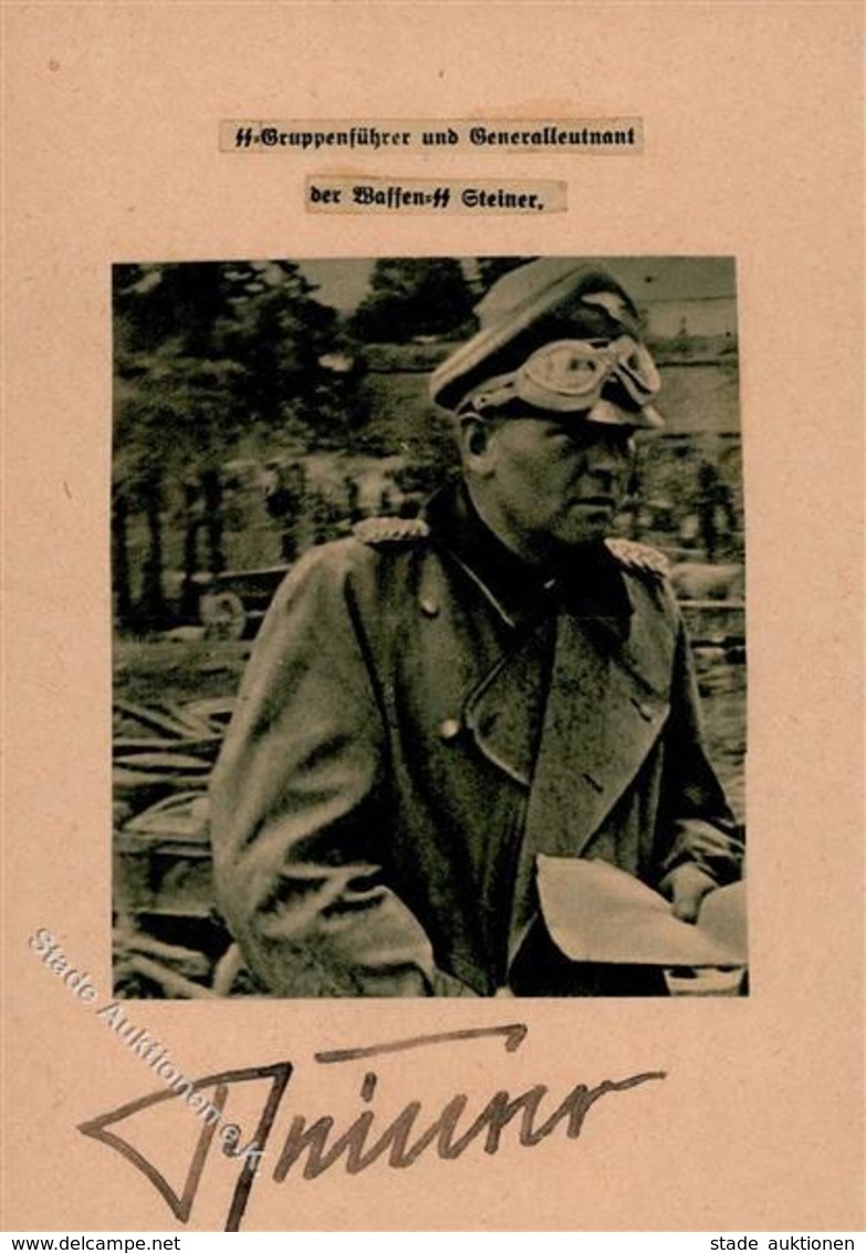 SS WK II Ritterkreuzträger Steiner Generalleutnant Handgemacht Aus Zeitungsausschnitten Mit Unterschrift KEINE AK - Guerre 1939-45