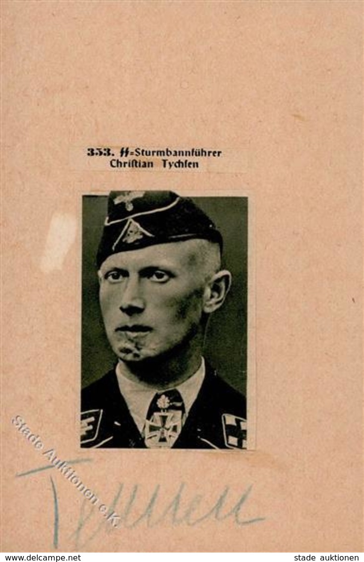 SS WK II Ritterkreuzträger Tychsen, Christian Sturmbannführer Handgemacht Aus Zeitungsausschnitten Mit Unterschrift KEIN - Guerre 1939-45
