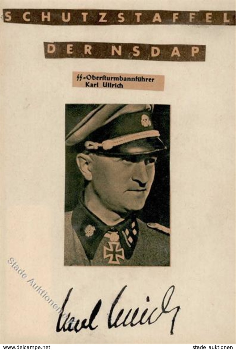 SS WK II Ritterkreuzträger Ullrich, Karl Standartenführer Handgemacht Aus Zeitungsausschnitten Mit Unterschrift KEINE AK - Guerre 1939-45