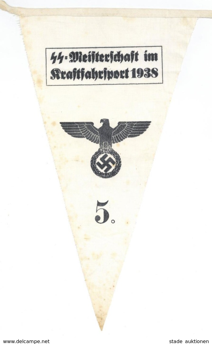 SS WK II Stoffwimpel SS-Meisterschaft Im Kraftfahrtsport 1938 I-II (fleckig) - Guerre 1939-45