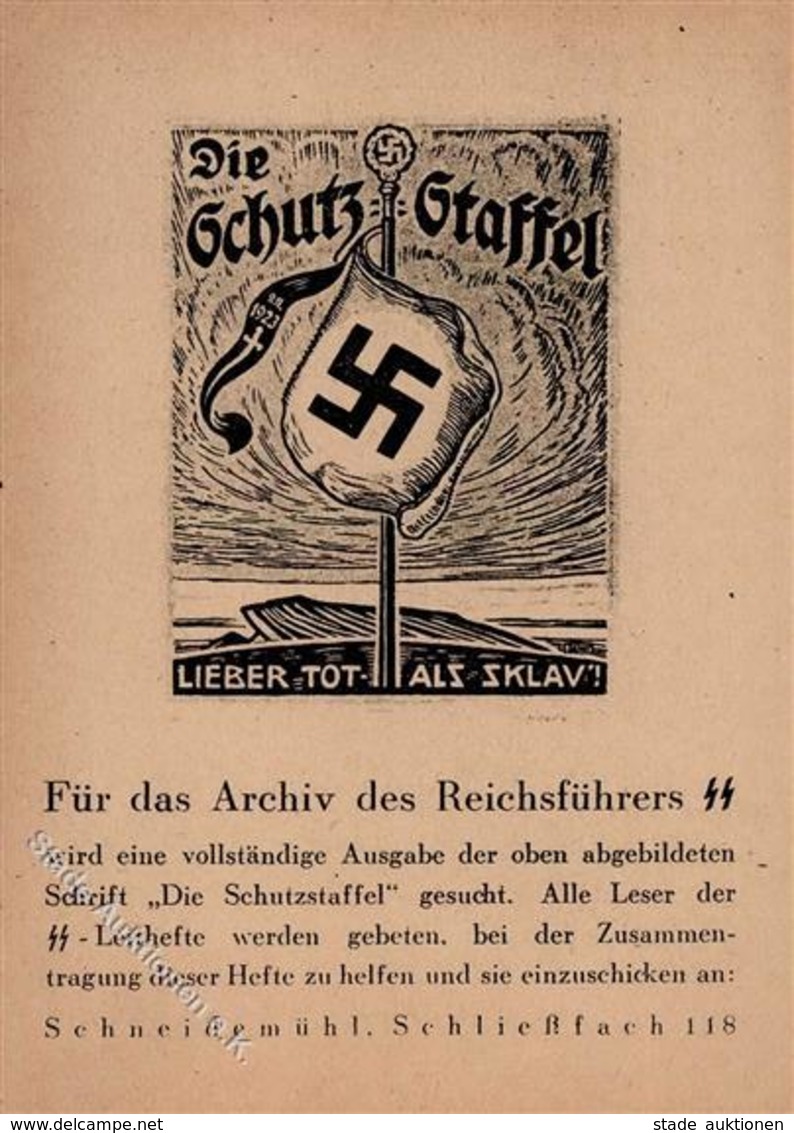 WAFFEN-SS-Prop-Ak WK II - REICHSFÜHRER-SS Propagandakarte Die SCHUTZ-STAFFEL - Lieber Tot Als Sklav" I R!" - Guerre 1939-45