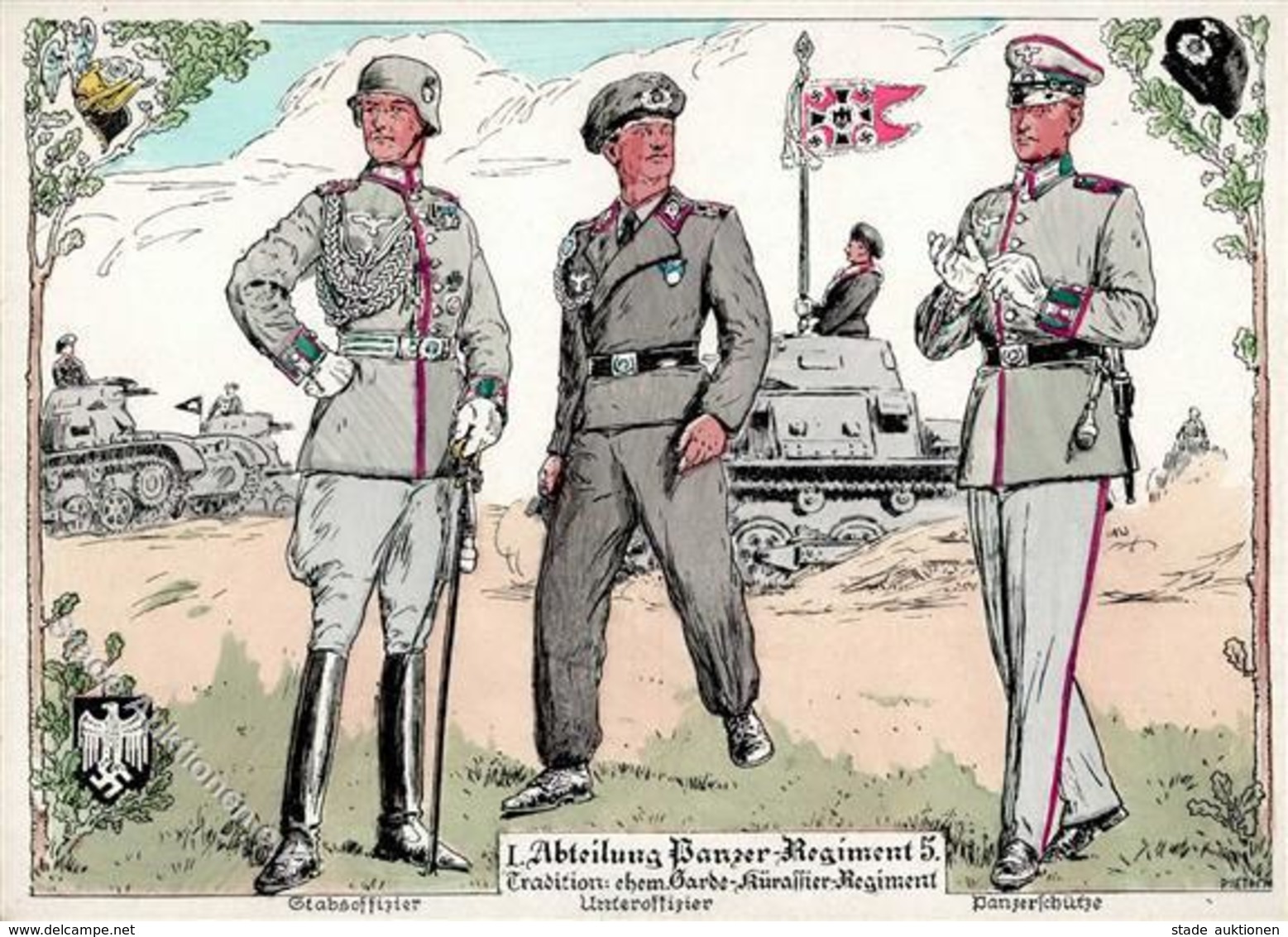 Panzer (WK II) WK II I. Abteilung Panzer Regiment 5. Sign. Dietsch Künstlerkarte I-II Réservoir - Guerre 1939-45