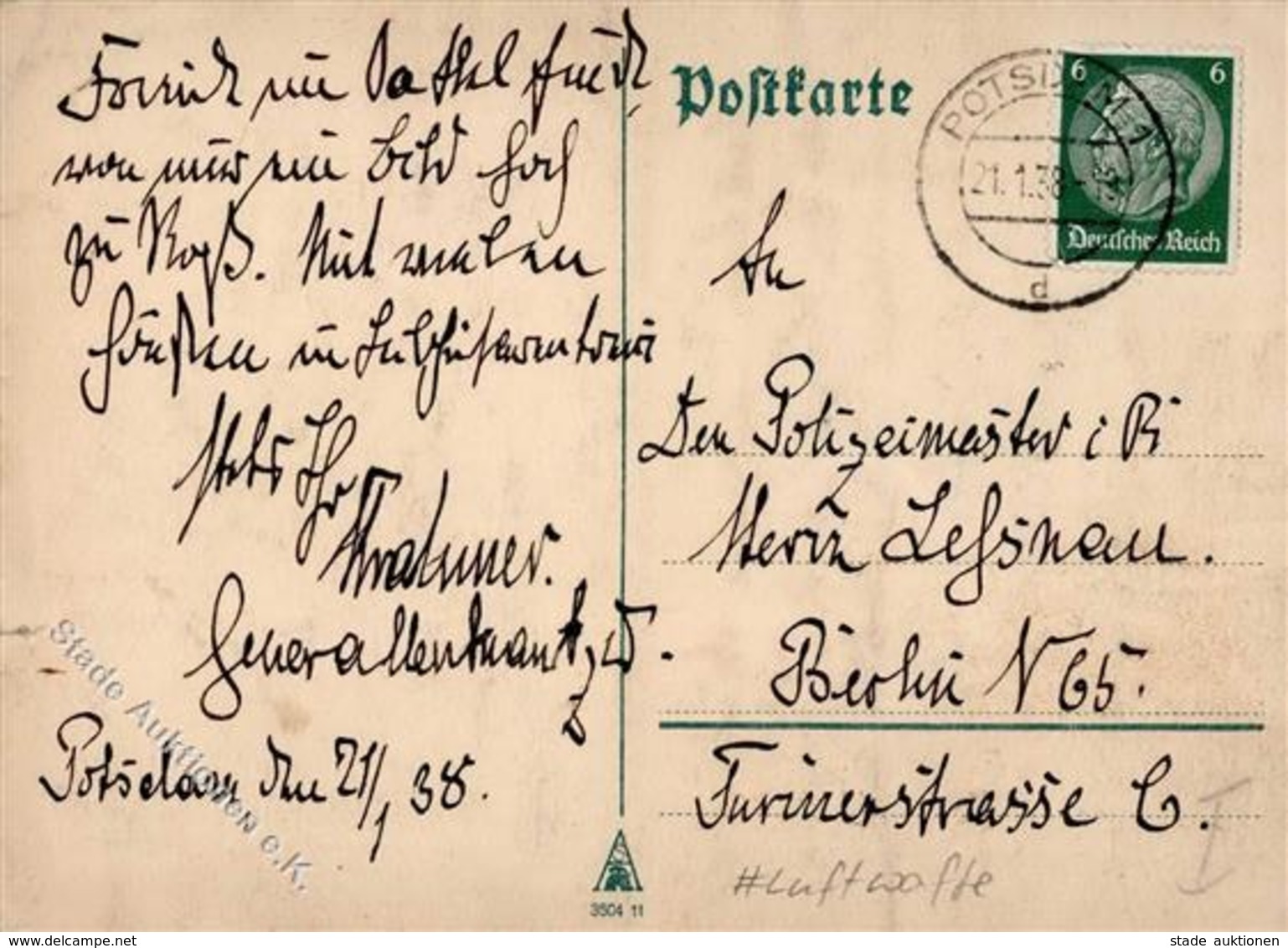 WK II Autograph Generalleutnant Krahmer, Eckard Luftwaffe I-II (Stauchung) - War 1939-45