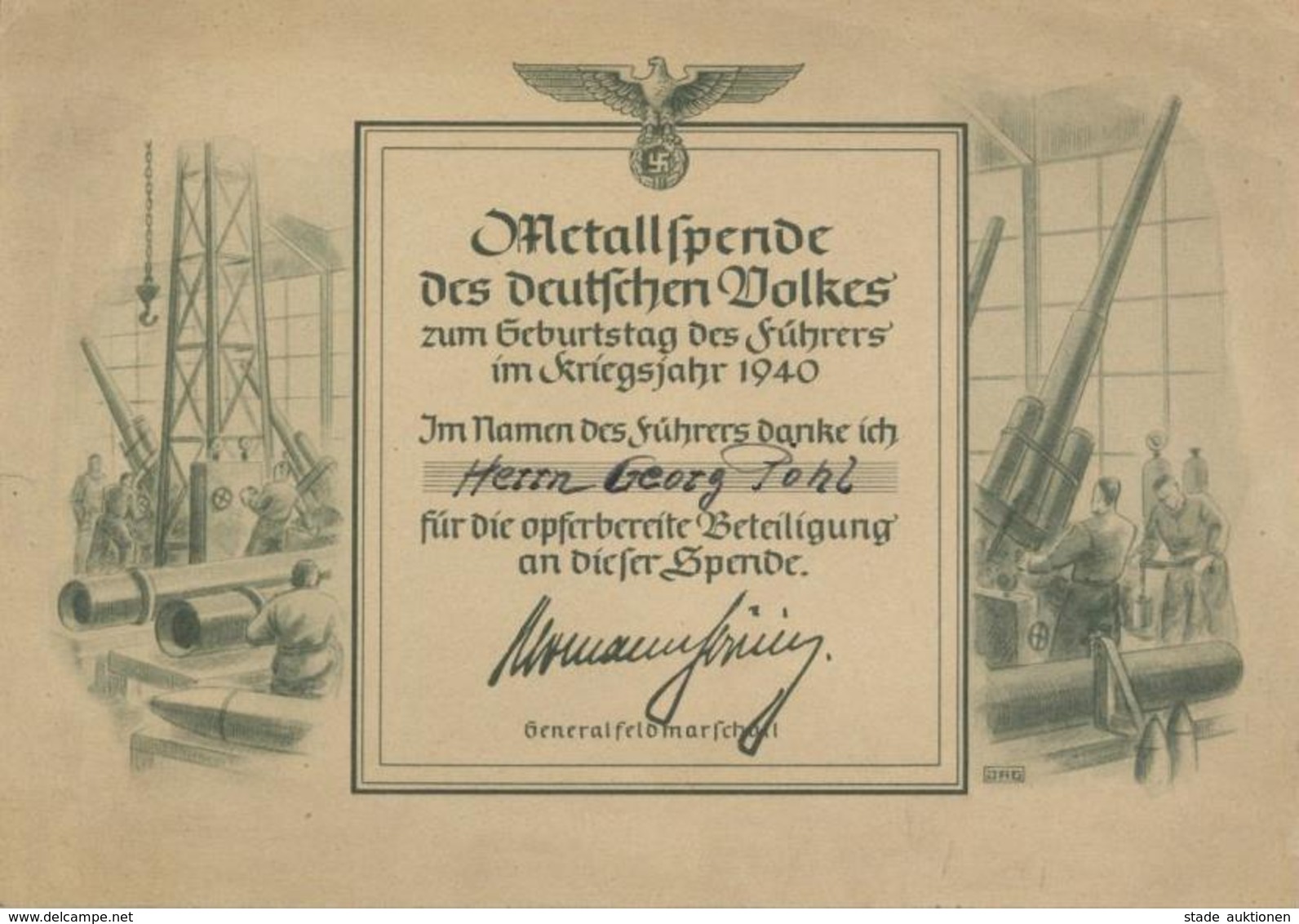 WK II Beleg Metallspende Des Deutschen Volkes II (kleiner Einriss) - War 1939-45