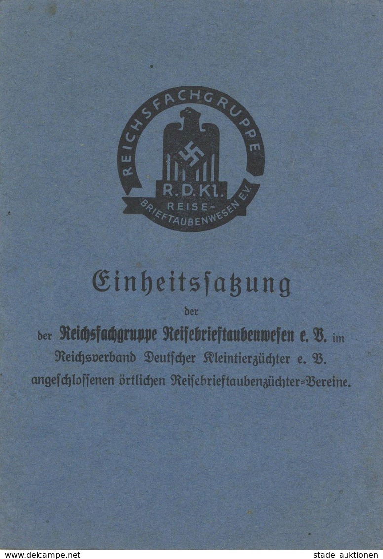 WK II Dokumente - Reichsfachgruppe REISEBRIEFTAUBENWESEN - 15seitige Satzung 1937 I-II - Guerre 1939-45