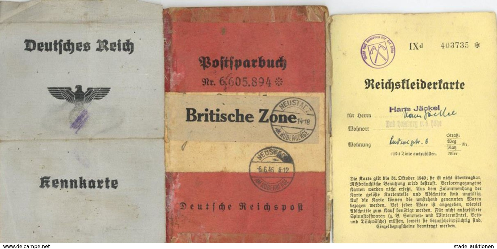 WK II Dokumente Partie Mit Div. Lebensmittelkarten Kennkarte Sparbuch U. Weitere II - Guerre 1939-45