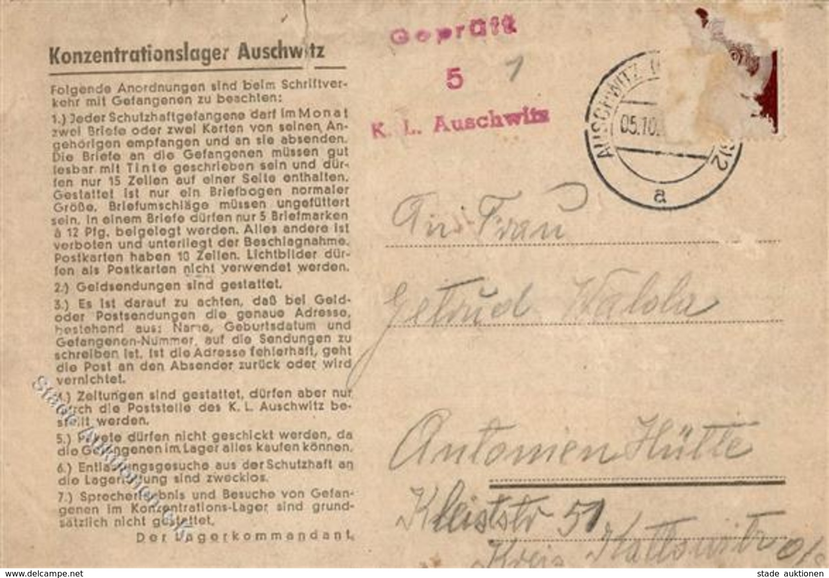 WK II KZ - Post Auschwitz I-II (Gebrauchsspuren, Marle Teils Entfernt) - War 1939-45