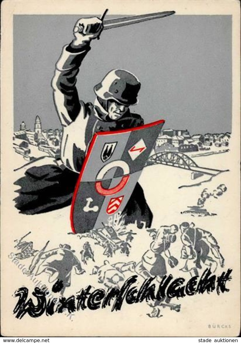 WK II Winterschlacht Künstlerkarte I-II - Guerre 1939-45