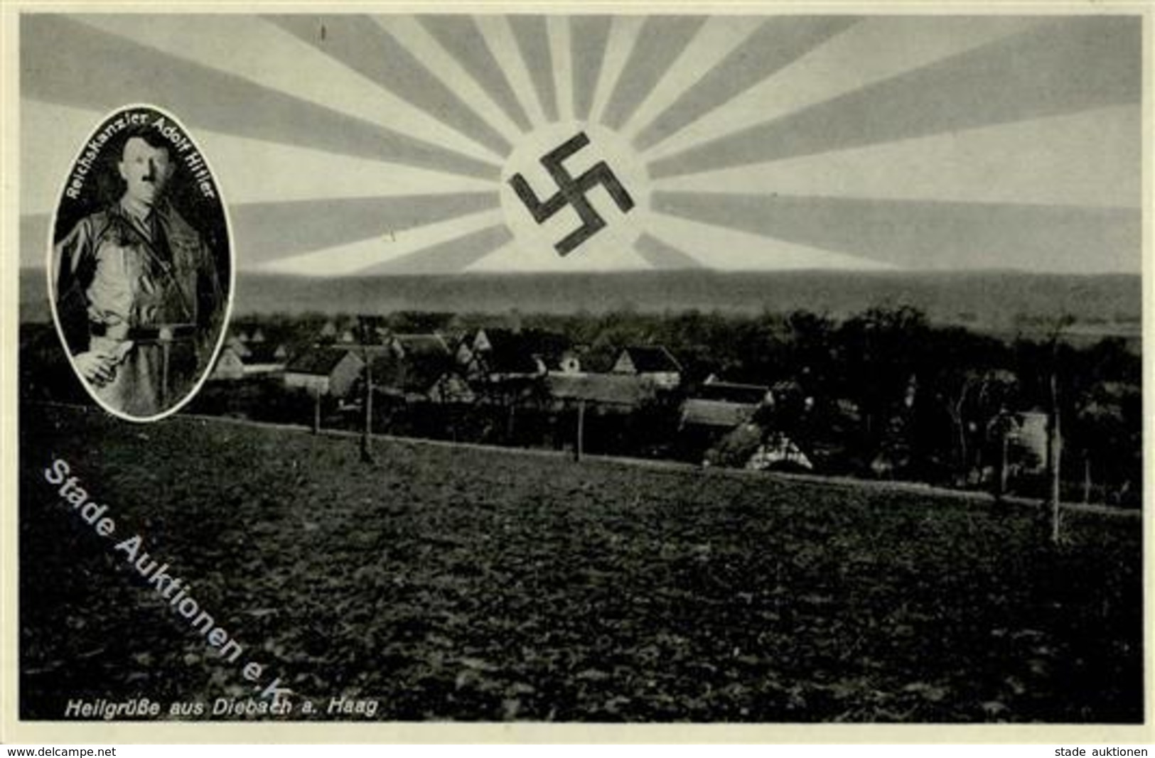 Aufgehende Sonne WK II - Heilgrüße Aus DIEBACH A.Haag 1933 HITLER I - War 1939-45