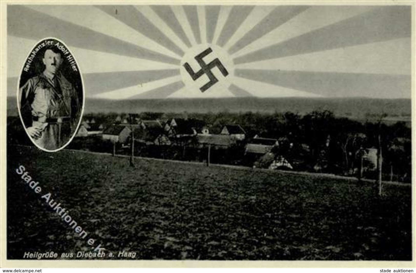 Aufgehende Sonne WK II - Heilgrüße Aus DIEBACH A.Haag 1933 HITLER I - Weltkrieg 1939-45