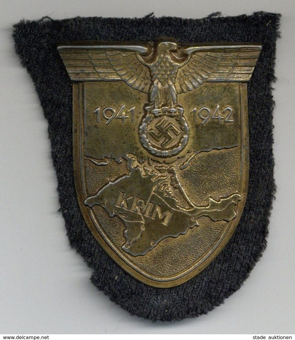 WK II Orden Krimschild Auf Dunkelgrauem Tuch Für Die Luftwaffe I-II - Weltkrieg 1939-45