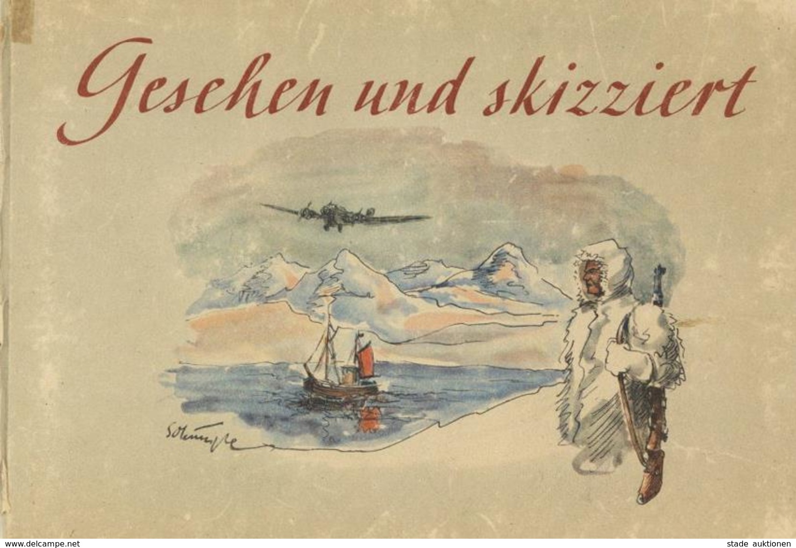 Buch WK II Gesehen Uns Skizziert Schimpke, Kriegsberichter Der Luftwaffe 1943 Verlag Scherl II (Einband Beschädigt) - War 1939-45