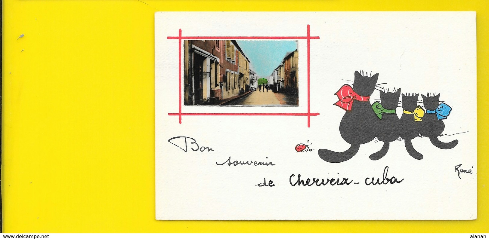 CHERVEIX-CUBA Rare Fantaisie Souvenir Chats Illust. René (Jean.Pierre) Dordogne (24) - Autres & Non Classés