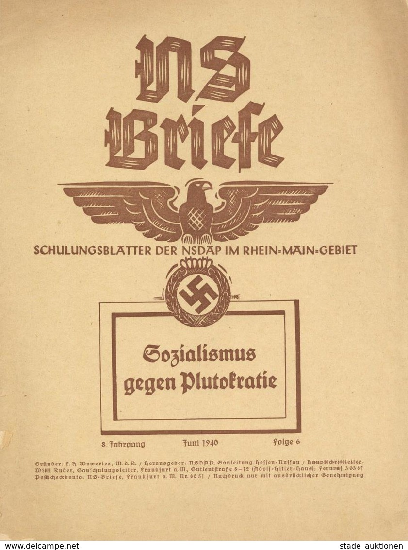 Buch WK II NS Briefe Schulungsblätter Der NSDAP Im Rhein Main Gebiet 1940 Verlag Nationalsozialistische Verlagsgesellsch - War 1939-45