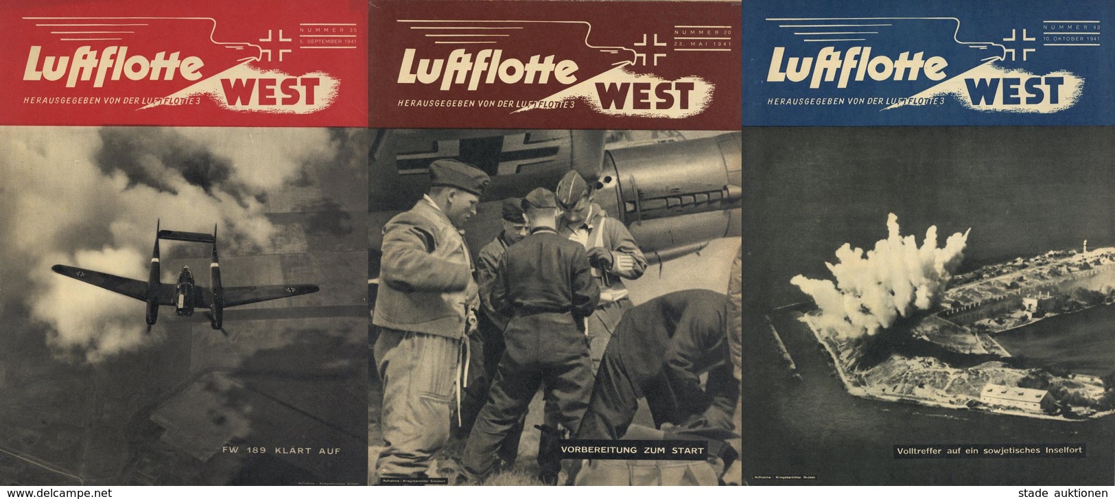 Buch WK II Zeitschrift Luftflotte West Lot Mit 9 Stück 1940/41 Hrsg. Luftflotte 3 Sehr Viele Abbildungen II (fleckig, Kl - War 1939-45