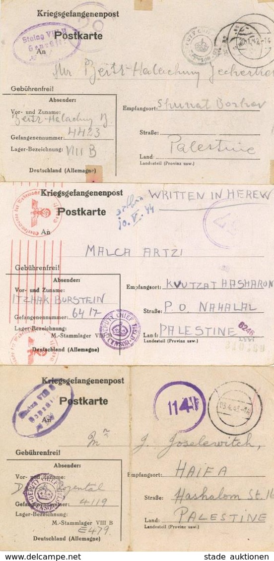 Judaika (Lamsdorf) Lot Mit 3 Kriegsgefangenen Post Lager Stalag VIII B I-II Judaisme - Jewish