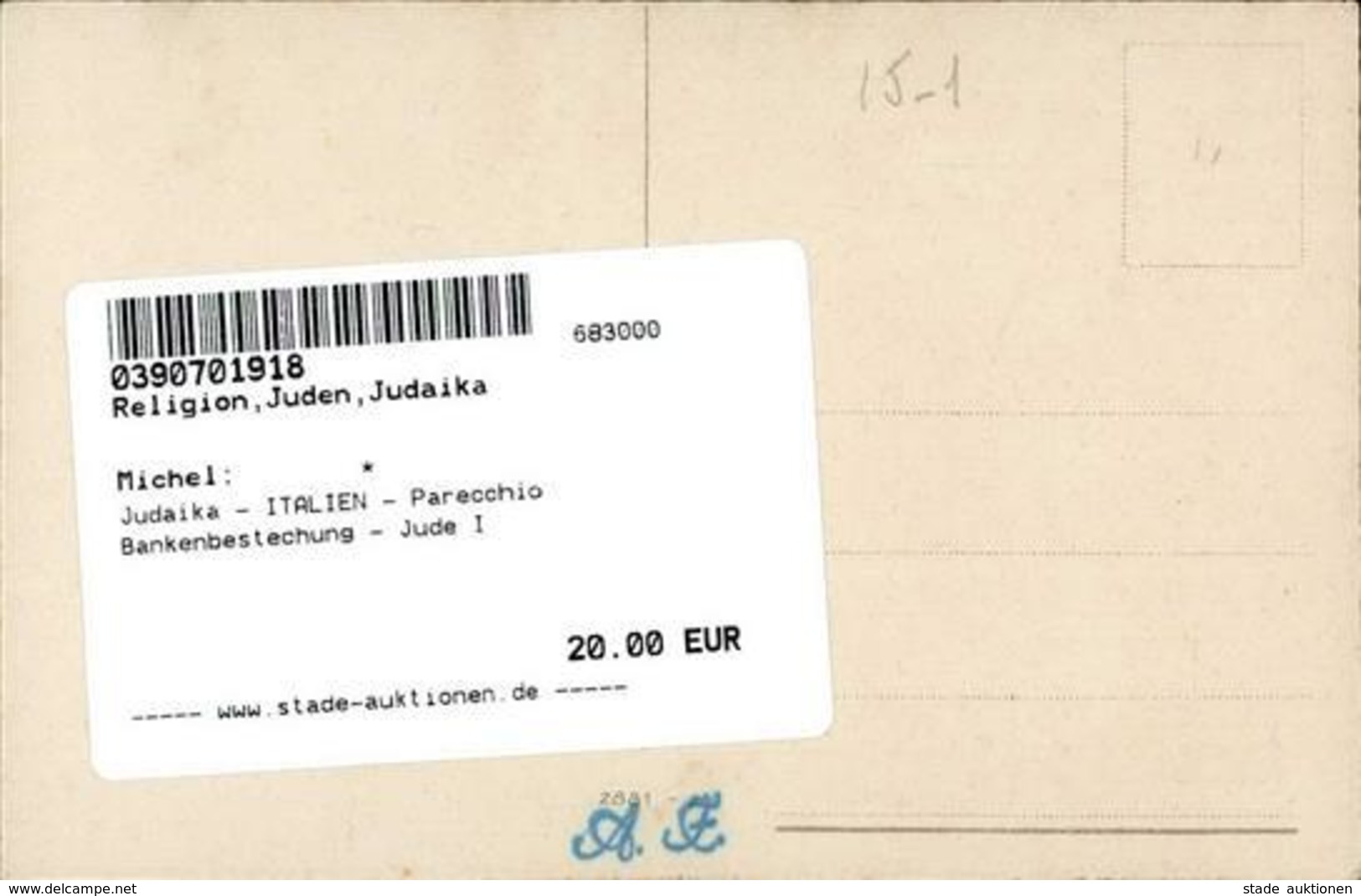 Judaika - ITALIEN - Parecchio Bankenbestechung - Jude I Judaisme - Jewish