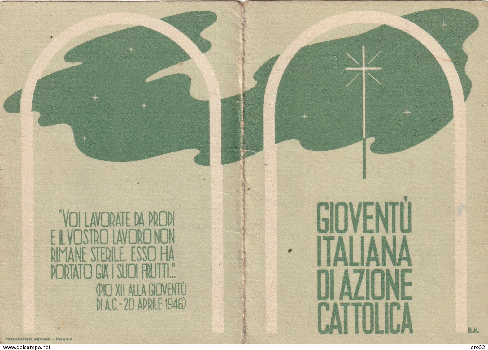 TRENTO TRENTINO ROVERETO NORIGLIO:TESSERA ISCRIZIONE GIOVENTU' DI AZIONE CATTOLICA ANNO 1946-47 - Unclassified