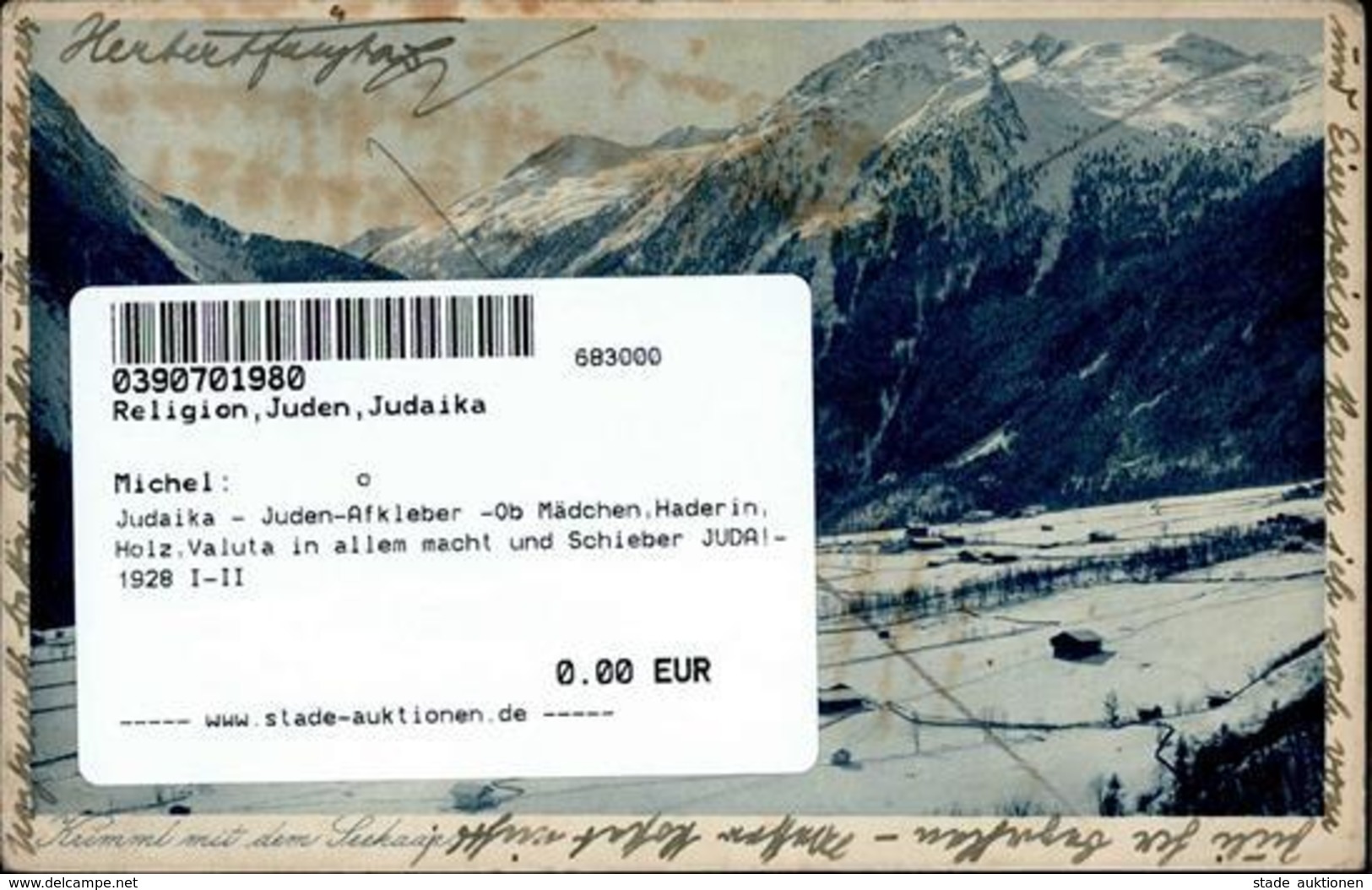 Judaika - Juden-Afkleber -Ob Mädchen,Haderin,Holz,Valuta In Allem Macht Und Schieber JUDA!- 1928 I-II Judaisme - Jewish