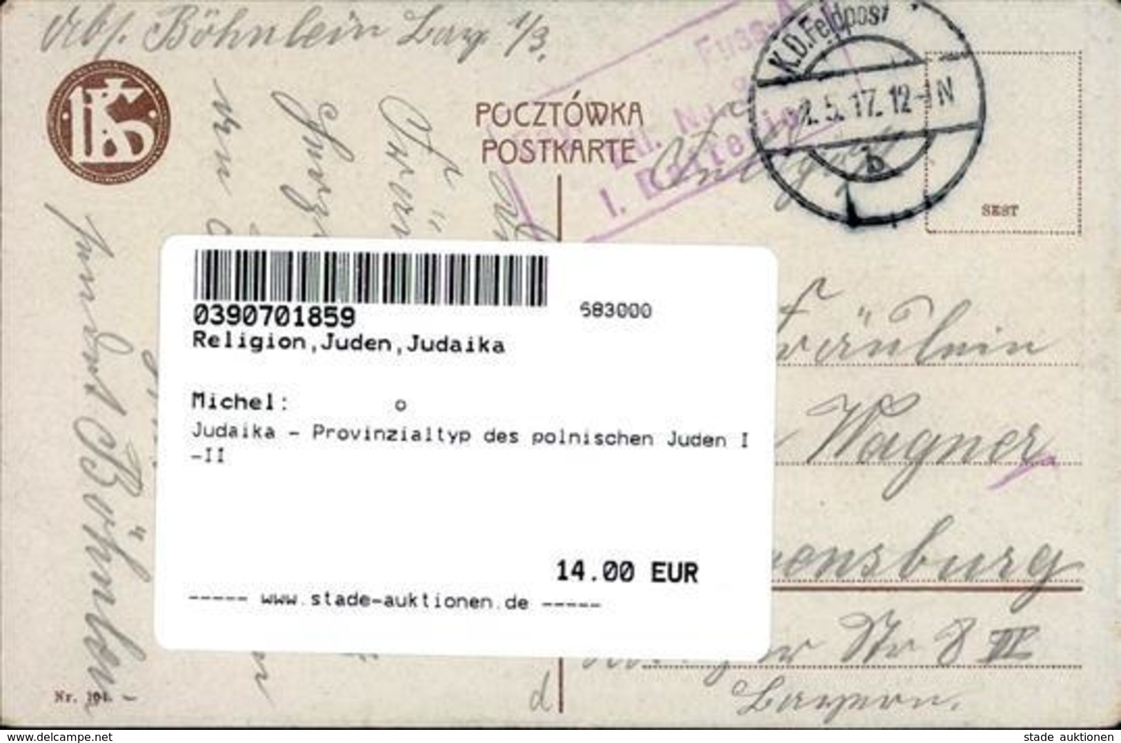 Judaika - Provinzialtyp Des Polnischen Juden I-II Judaisme - Jewish