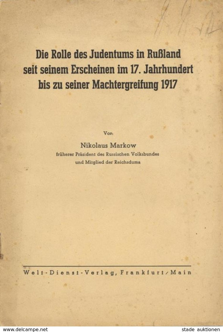 Judaika Broschüre Die Rolle Des Judentums In Russland Seit Seinem Erscheinen Im 17. Jahrhundert Bis Zu Seiner Machtergre - Jewish